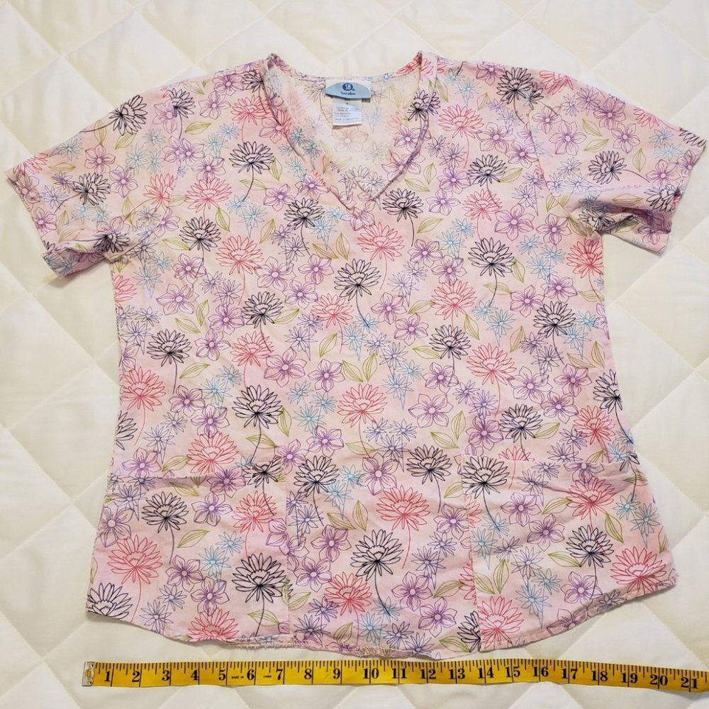 SB Scrubs Small Top- Pink Floral Pattern - Picture 6 of 8